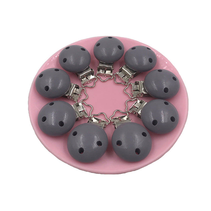 Wooden Pacifier Clip 30mm Three-Hole Round Teething Toy 15
