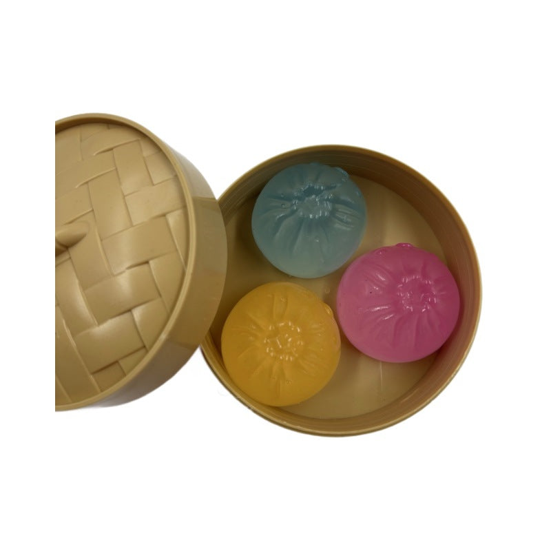 Squishy Steamed Bun Sensory Stress Ball Toy with 3 Glow-in-the-Dark Buns 5