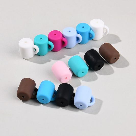 50pcs Silicone Focal Beads Colorful Cup Shape with Handle