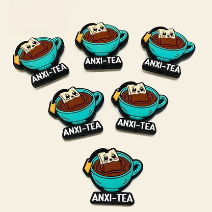 20Pcs Silicone Focal Beads Simulation Tea And Coffee Cups With Printed Text