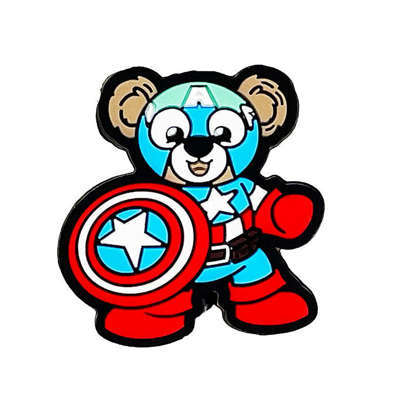 20pcs Silicone Focal Beads Bear Character with Star Shield