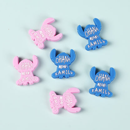 Silicone Focal Beads Blue Alien Character Large Ears Pink Blue Letters Stitch 3