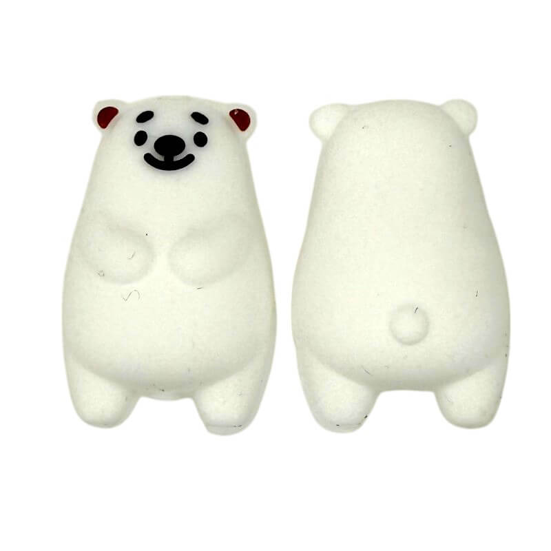 20Pcs Silicone 3D Focal Beads White Smiling Bear Front Facing