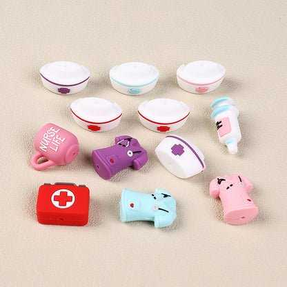 20Pcs Silicone 3D Focal Beads Nurse Series Pink Blue and Purple Uniforms 4