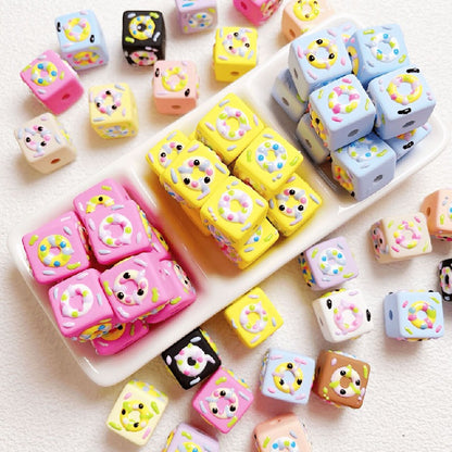 10pcs 16mm Cube Donut Acrylic Beads DIY Bracelet Making 2