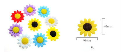 20pcs Silicone Focal Beads Sunflower Flat Design with Center Detail 15