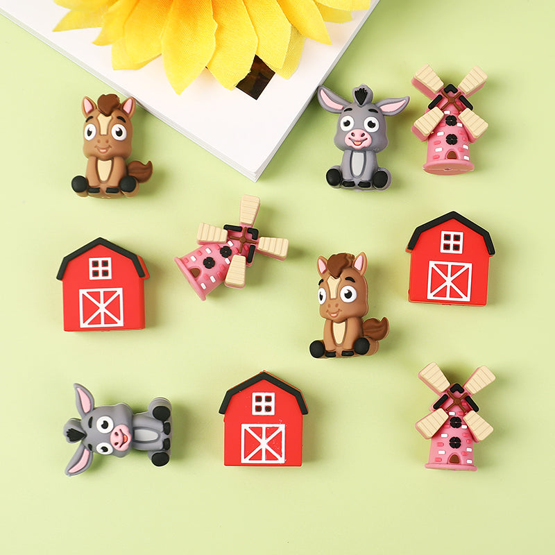 20Pcs Silicone 3D Focal Beads Farm Animal Theme Variety Set 4