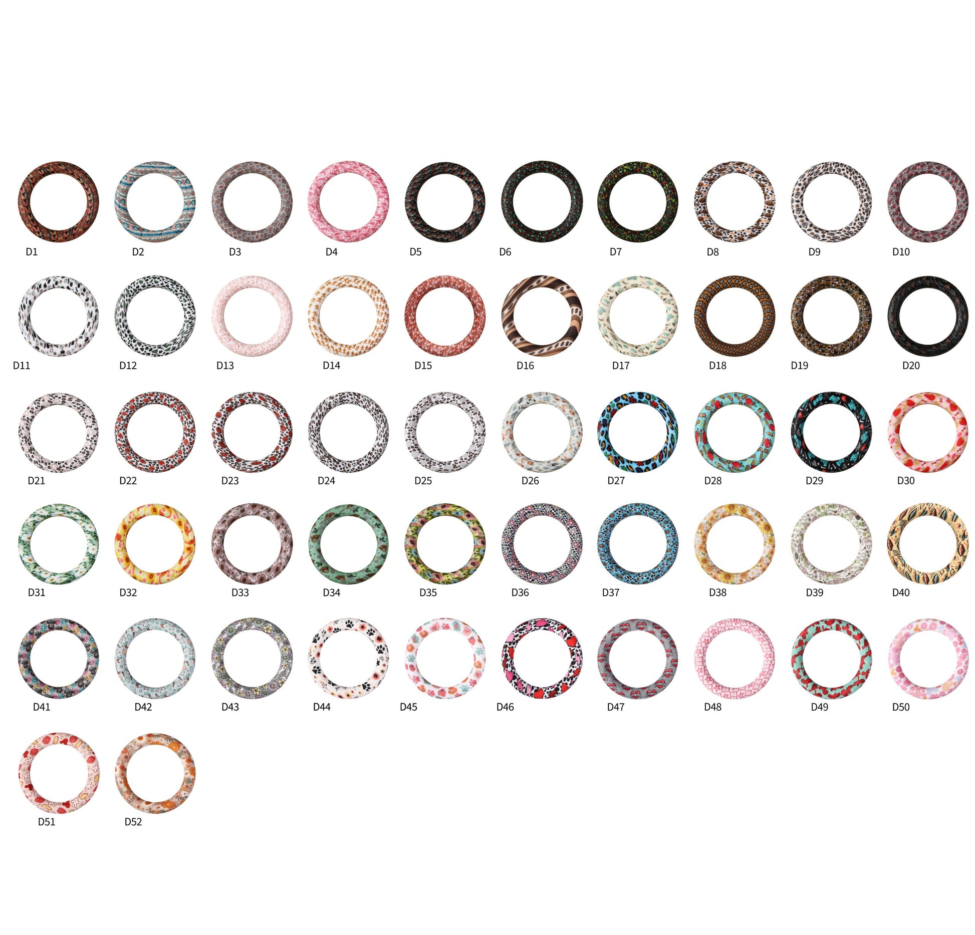 65mm Printed Silicone Beads Rings 4