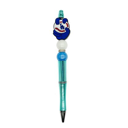 20pcs Silicone Focal Beads Baseball with Blue Glove Holding Ball 3