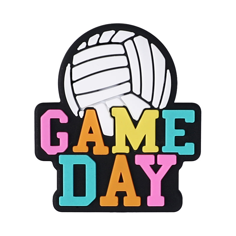 Silicone Focal Beads Ball Game Match Day Printed Text Design 17