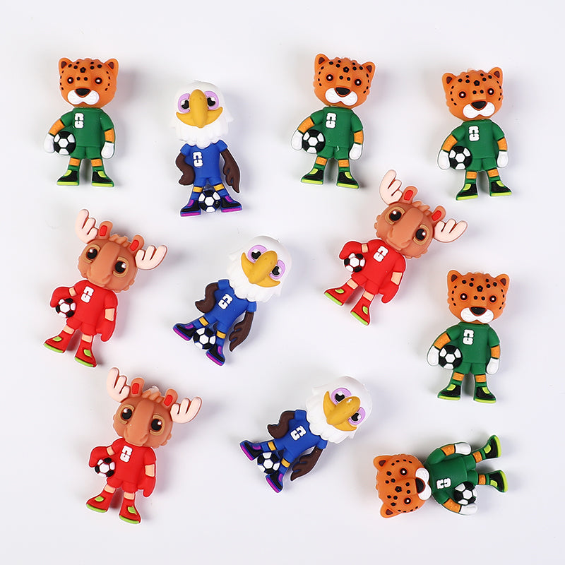 20Pcs Silicone 3D Focal Beads World Cup Mascot Holding Soccer Ball 4