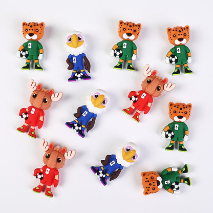 20Pcs Silicone 3D Focal Beads World Cup Mascot Holding Soccer Ball 4
