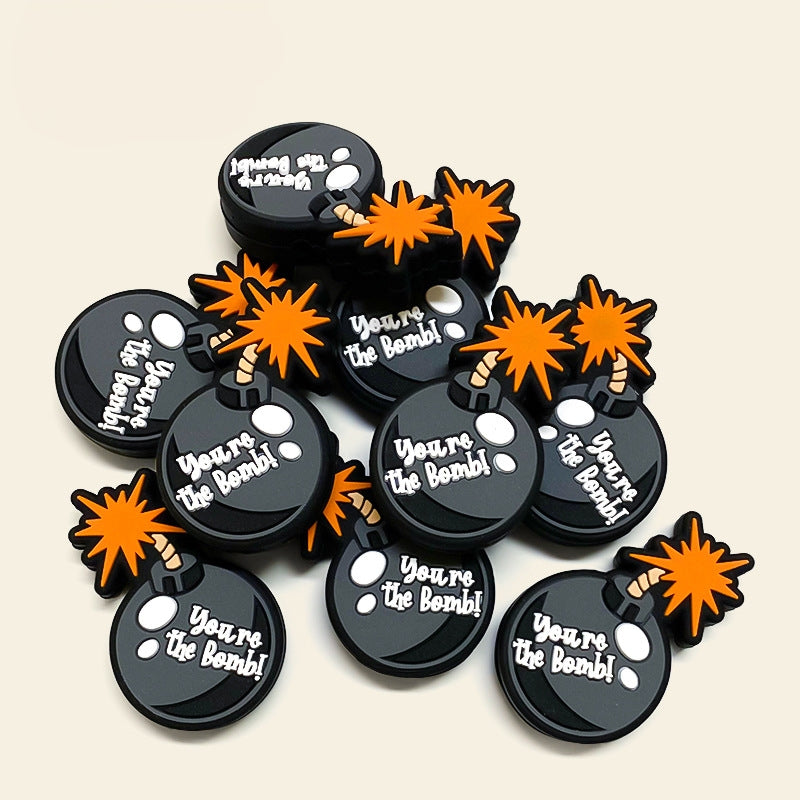 20Pcs Silicone Focal Beads Simulated Bomb With Fuse Detail