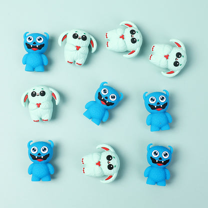 20Pcs Silicone 3D Focal Beads Cute Little Monster Various Colors 11