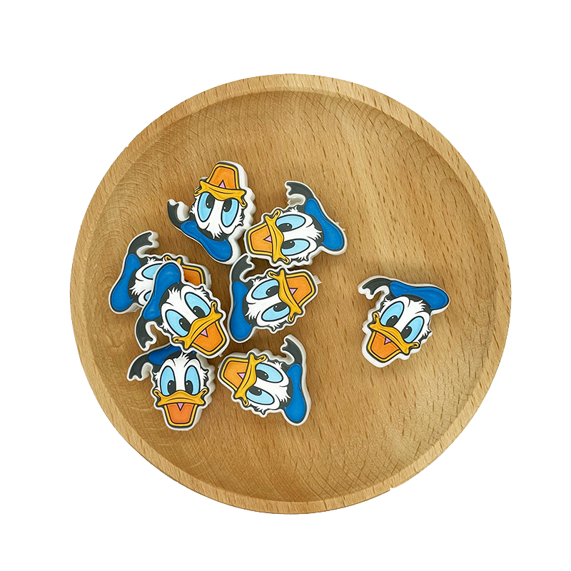 20pcs Silicone Focal Beads Blue Alien Character Large Ears Face Detail 4