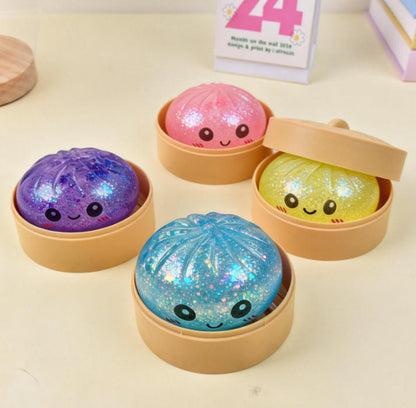 TPR Squishy Dumpling Stress Ball Cute Smiley Face Squeeze Toy for Stress Relief