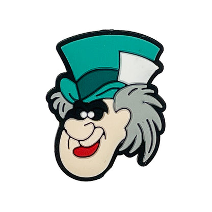 20pcs Silicone Focal Beads Man with Green Top Hat Face Detail
