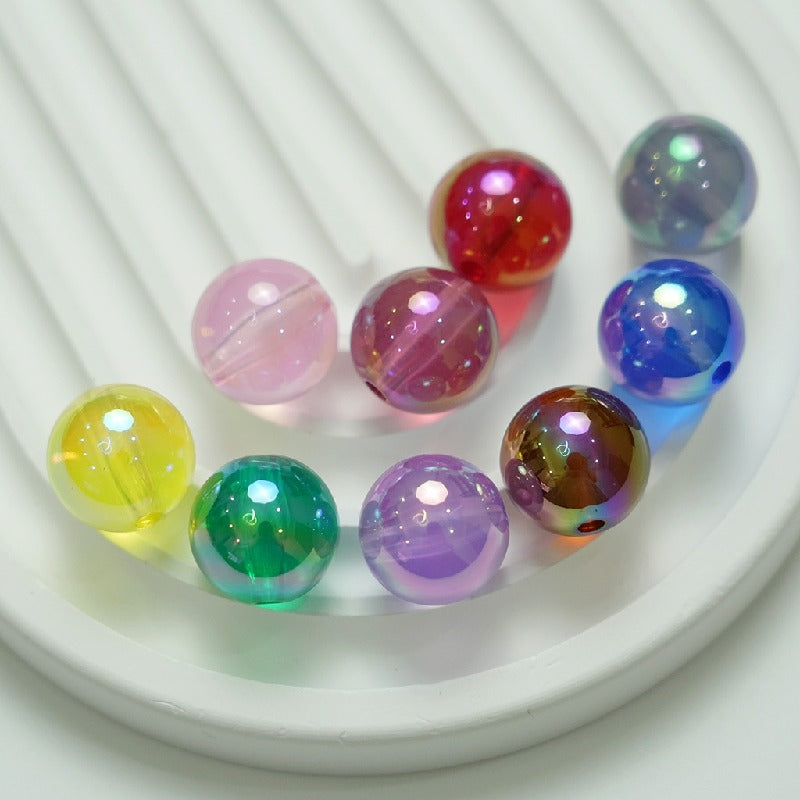 50pcs 16mm UV Finish Round Acrylic Beads Transparent DIY Bracelet Making 14