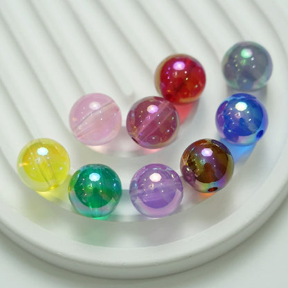 50pcs 16mm UV Finish Round Acrylic Beads Transparent DIY Bracelet Making 14
