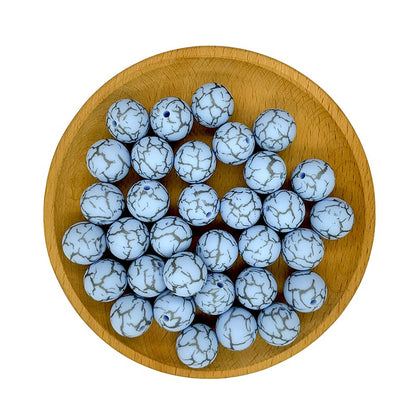 50pcs 15mm Printed Crackle Silicone Beads Colorful Design 10