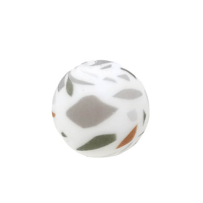 50pcs 15mm Terrazzo Silicone Beads Printed Design 5