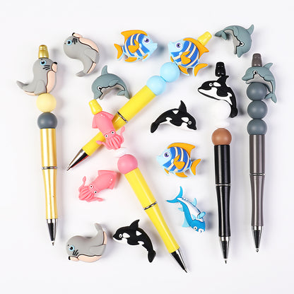 20Pcs Silicone 3D Focal Beads Ocean Animals Seal Dolphin Killer Whale 6