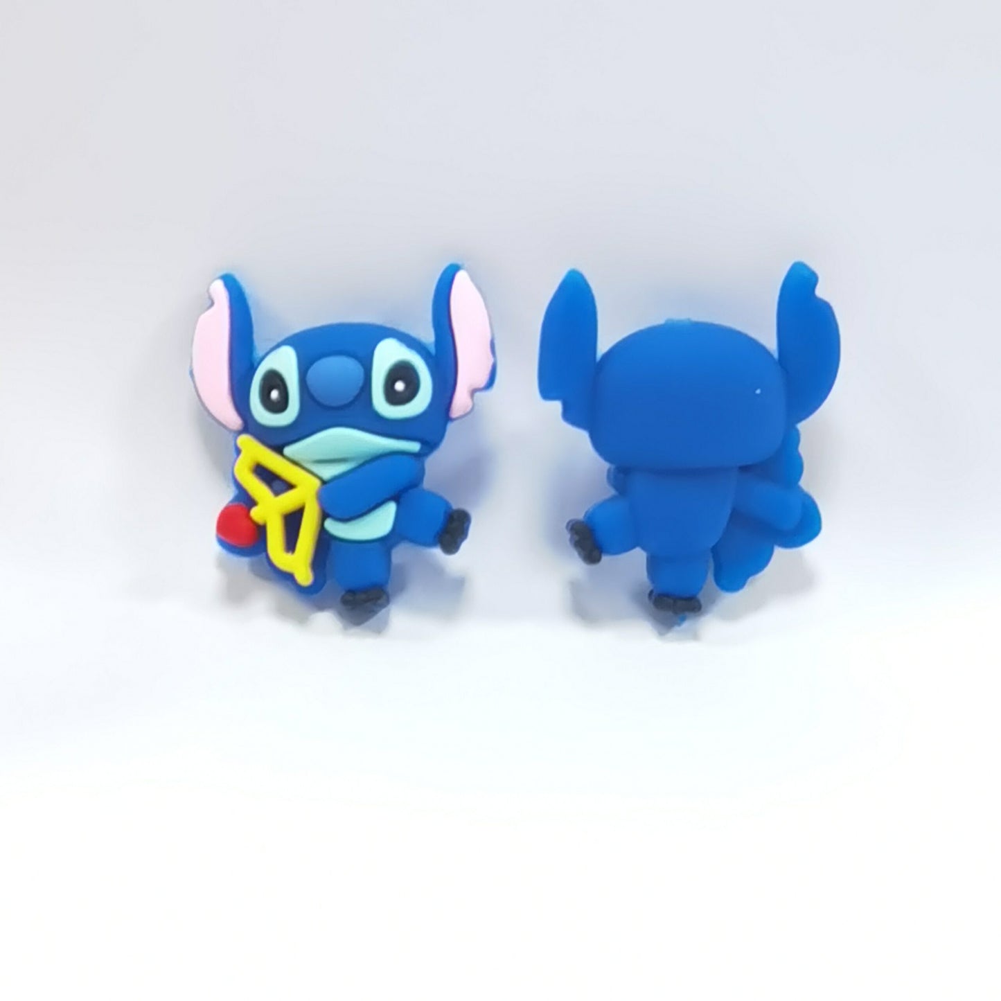 20Pcs Silicone 3D Focal Beads Blue Alien Character Large Ears Holding Arrow