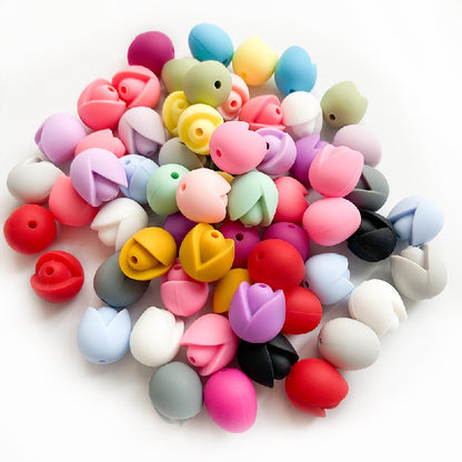 10pcs Silicone Focal Beads Lotus Diy Necklace Ornament