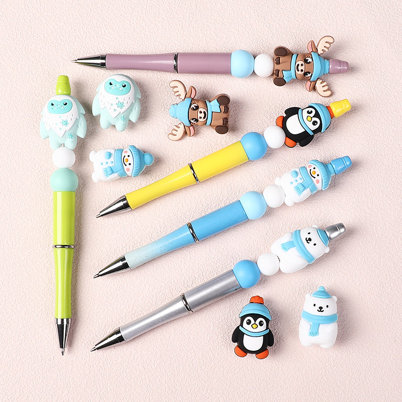 20Pcs Silicone 3D Focal Beads Polar Bear Snow Monster Winter Theme 7