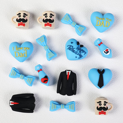 20Pcs Silicone 3D Focal Beads Father's Day Heart Tie Bow Designs 9