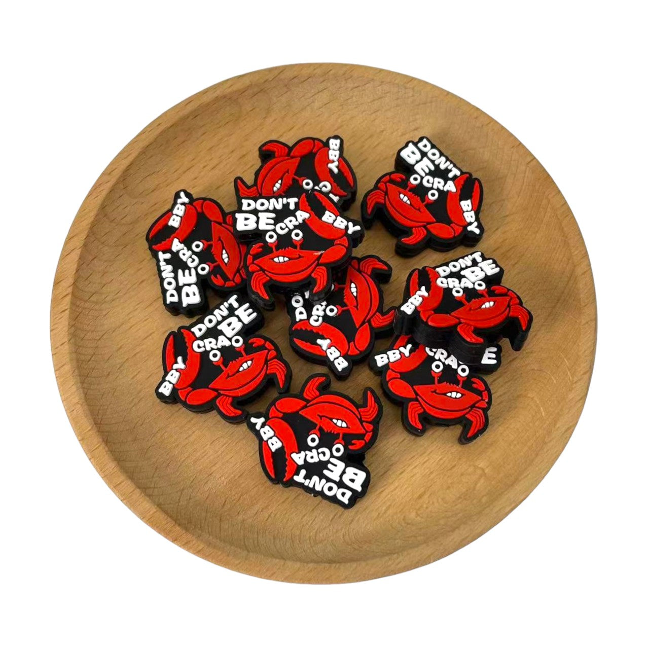 20pcs Silicone Focal Beads Crab Design with Printed Text 2
