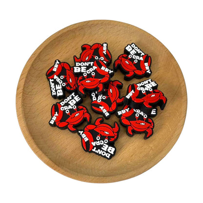 20pcs Silicone Focal Beads Crab Design with Printed Text 2