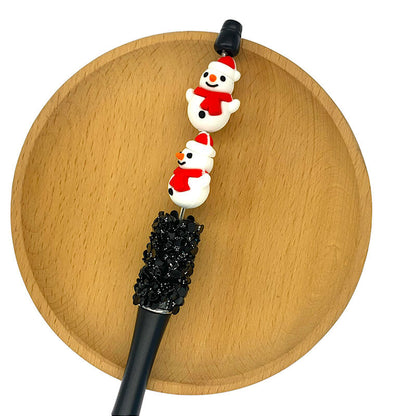 Silicone 3D Focal Beads Snowman Christmas Wearing Scarf and Hat 2