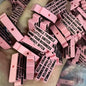 20pcs Silicone Focal Beads Pink Text Flat Rectangle Shape