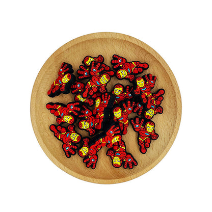 20pcs Silicone Focal Beads Red Gold Armored Superhero Front Facing 2