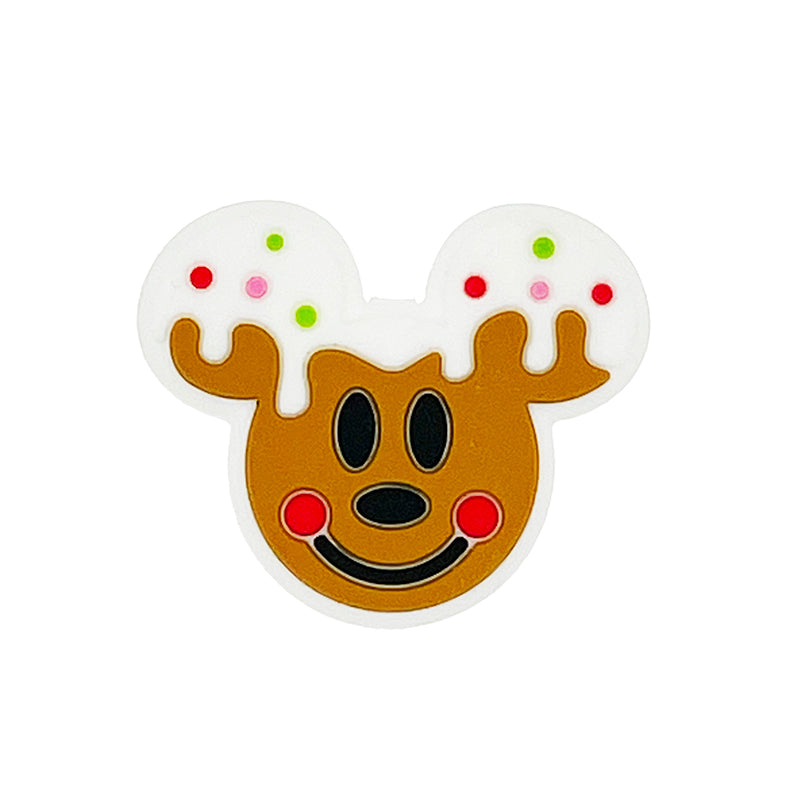 20pcs Silicone Focal Beads Brown Round Ear Mouse Character Smiling Face