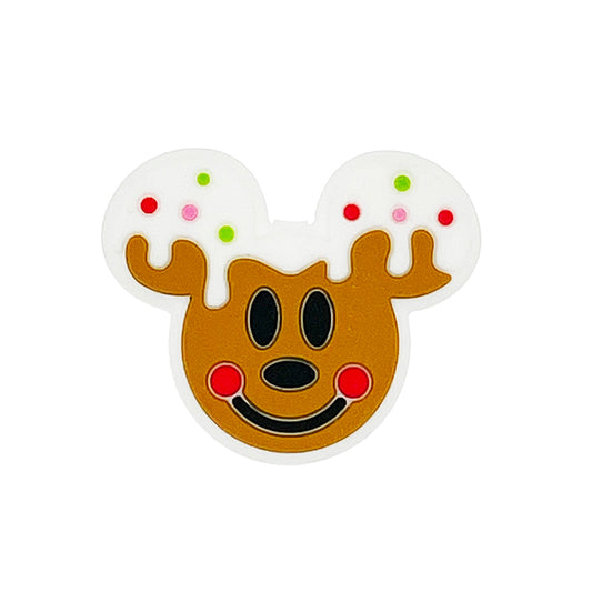 20pcs Silicone Focal Beads Brown Round Ear Mouse Character Smiling Face