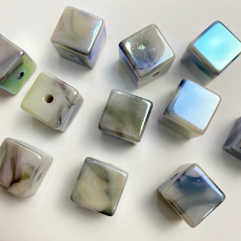 50pcs 14mm UV Finish Gradient Cube Acrylic Beads Jewelry Making 6