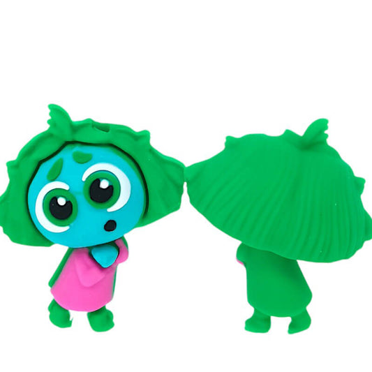 Silicone 3D Focal Beads Inside Out Green Emotional Little People Front Facing