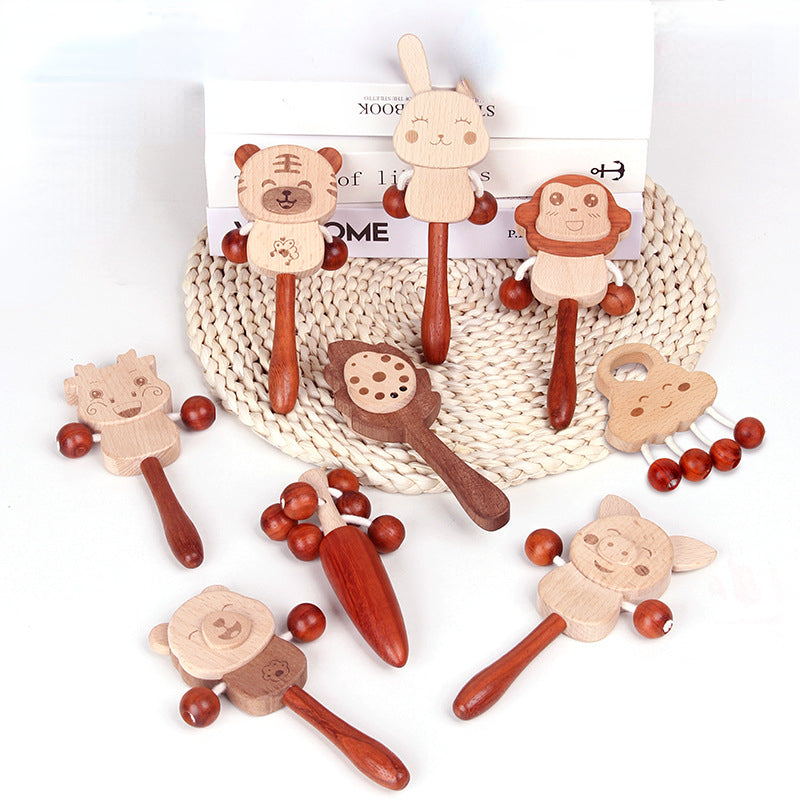 Wooden Rattle Drum Handbell Kids Musical Instrument Toy