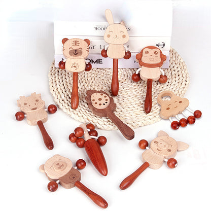 Wooden Rattle Drum Handbell Kids Musical Instrument Toy