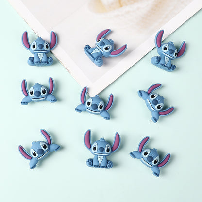 20Pcs Silicone 3D Focal Beads Blue Alien Character Large Ears Half-Lying Posture 5