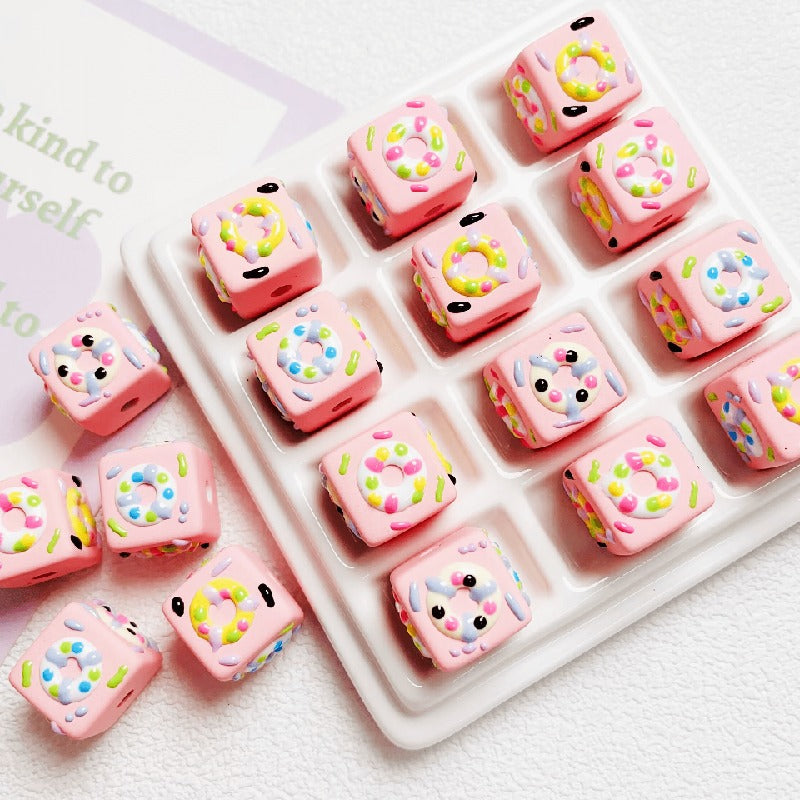 10pcs 16mm Cube Donut Acrylic Beads DIY Bracelet Making 7