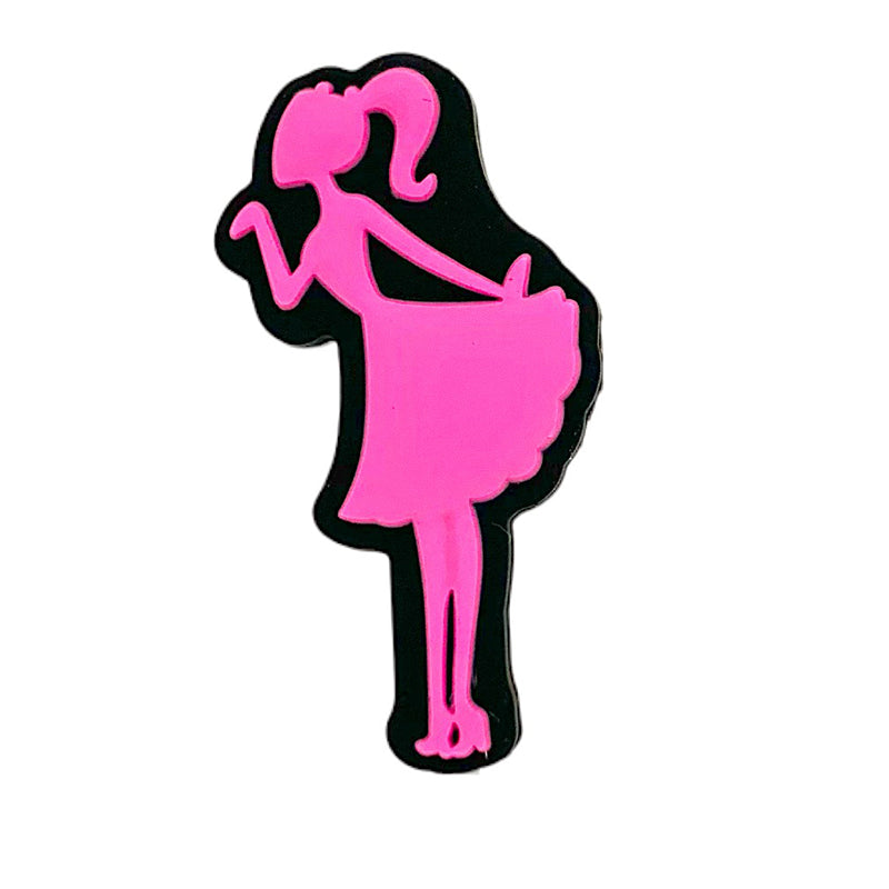 20pcs Silicone Focal Beads Girl Silhouette Holding Dress