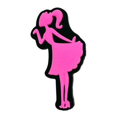 20pcs Silicone Focal Beads Girl Silhouette Holding Dress