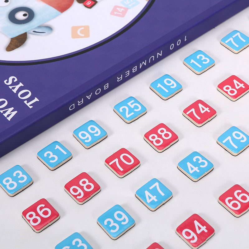 Wooden Montessori Toys Magnetic Hundred Numbers Plate for Kids 4