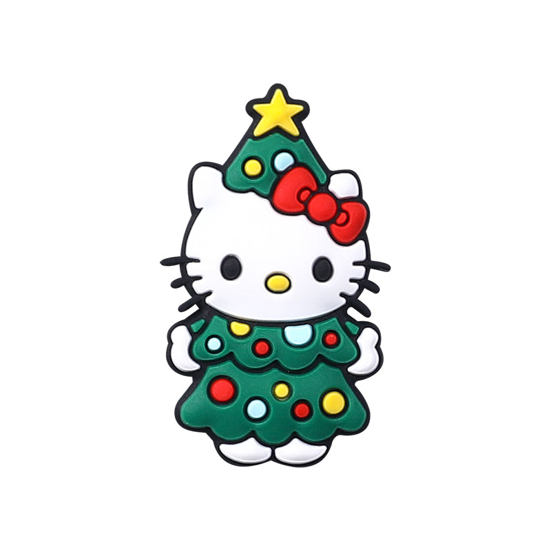 20pcs Silicone Focal Beads Christmas Tree House Kitty Santa and Snowman 6