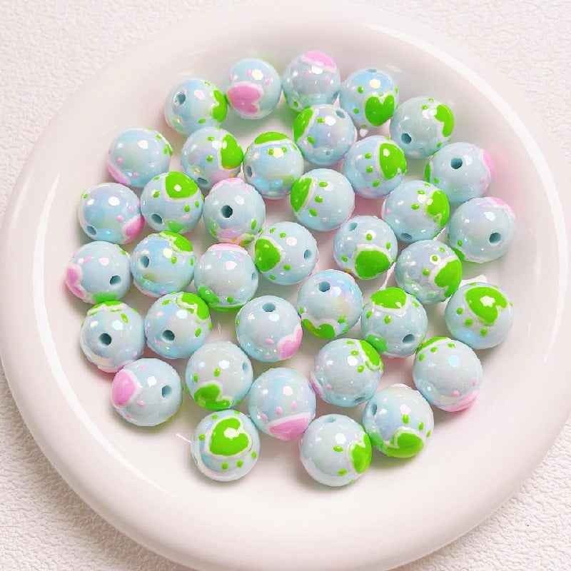 5pcs 16mm Cartoon Round Acrylic Beads Hand-Painted for Jewelry Making 6