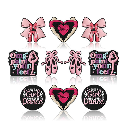 20Pcs Silicone Focal Beads Dance Theme Stand on Tiptoe Design