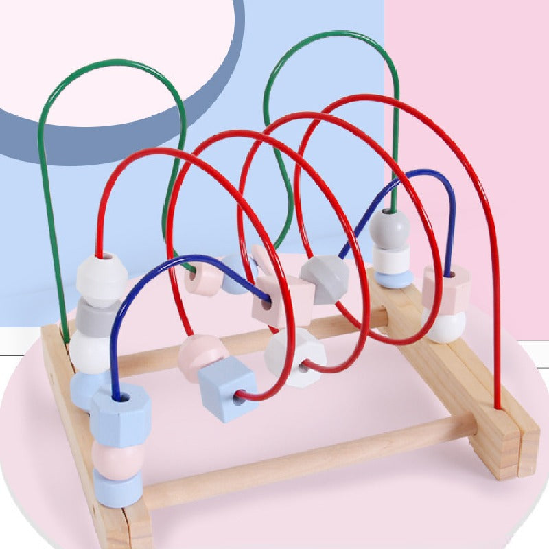 Wooden Bead Maze Three-Track Linear Activity Toy for Toddlers